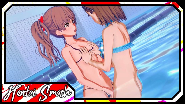 Misaka Mikoto Strapon Fucks Shirai Kuroko In A Pool A Certain Scientific Railgun Hentai