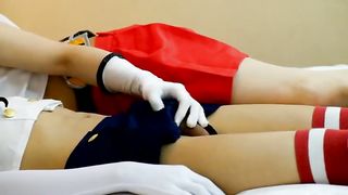 Jap CD Femboys Jerk Eachother out Til Cumshot