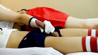 Jap CD Femboys Jerk Eachother out Til Cumshot