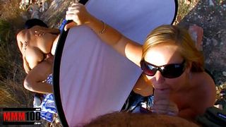 Latina pornstar Lara Tinelli fucking outdoors with some random spanish guy