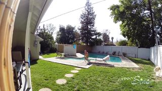 Hot Teen Spies on Neighbor and gets CreamPied in Shower!