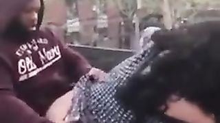 Aunt taking dick in the backyard