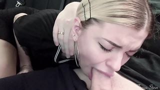 Cute Teen Sucking in Car, Oral Creampie, Swallow Cum - Freya Stein