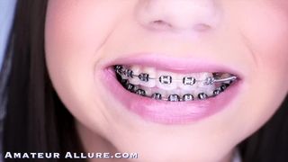 Tiny Teen Daughter Sister Schoolgirl W/ Braces Sucks Cock and gets Fucked