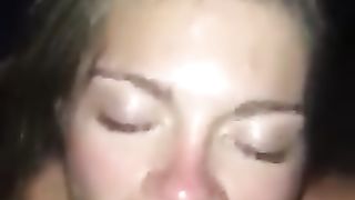 POV Amateur White Girl gives Blowjob and Swallows Cum in Tent at Festival