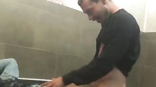 Interracial Public Sex in Bar Restroom