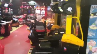 The Girl without Panties Plays in the Game Play Center