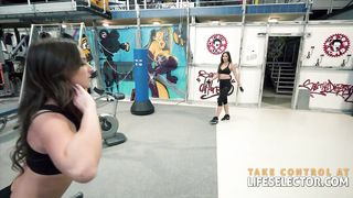 Amazing threesome in the gym POV