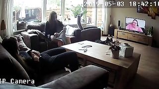 changing in front of her sister (hacked IP cam)
