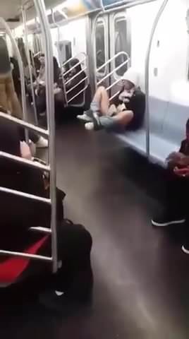 Black NYC whore finger s herself in subway train