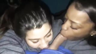 Latina and her Ebony Friend Suck my Cock
