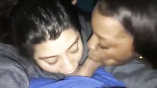Latina and her Ebony Friend Suck my Cock