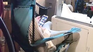 real spy cam! wife masturbating in the garage!