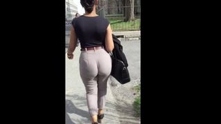 Candid big ass walking in heels