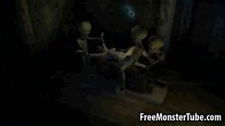 Hot 3D brunette babe gets fucked by two aliensattack3-high 1