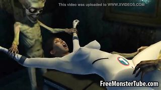 Hot 3D brunette babe gets fucked by two aliensattack3-high 1