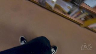 (ALMOST CAUGHT) Crazy Public Blowjob and Sex, Cum Walk through Busy Library