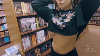 (ALMOST CAUGHT) Crazy Public Blowjob and Sex, Cum Walk through Busy Library