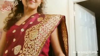 Young sister in law from Assam seduces brother in law on valentine's day in red saree POV Indian
