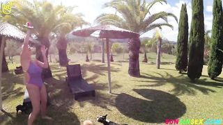 A big tits blonde and brunette end up sharing dick