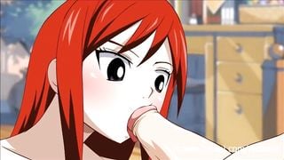 Fairy Tail XXX parody - Erza gives blowjob