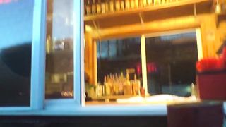 GIRL FLASHING BIKINI CAFFEE BARISTAS