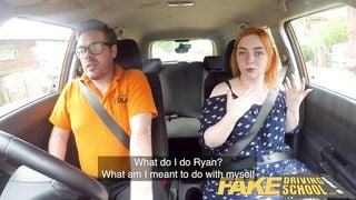 Fake Driving School Voluptuous redhead fucks in car