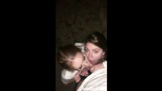 Close up Double Blowjob and Cum in two Mouth.best Double Blowjob ever