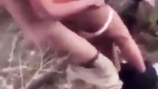 Black Male Teen Completely Pounds Ebony Teen in Woods