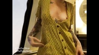 Public Lesbian Flashing and Fucking on Busy Train