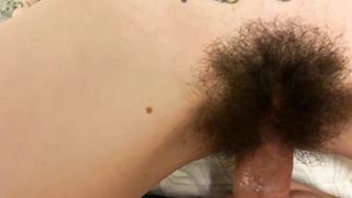 Tattooed Hairy Teen Slut with Tight Pussy taking Huge Cock Cums Quick