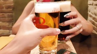 Public Orgasm with Lovense Lush inside Harry Potter's Restaurant