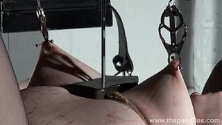 Extreme lesbian bdsm and hardcore lezdom tit tortures of chubby redhead slaveslu