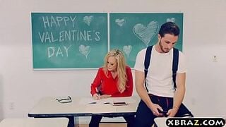 Mature teacher Brandi Love gets with a young student