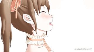 Hentai teen girl with pony tails masturbating to squirting orgasm