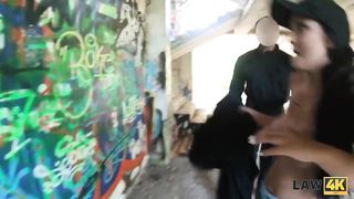 LAW4k. Pretty lassie with beautiful young body services two guards