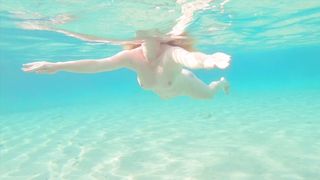 Young Curvy Big Tits Pale Ginger Redhead Teen Swimming Naked & Piss in Sea