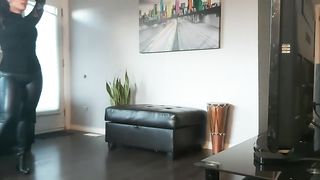 Curvy Woman in Leather Pants