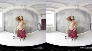 Hot Blonde Amateur Teen Stripping her Red Skirt