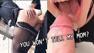 Neighbour Teen get Tricked and Fucked for Smoking in Entrance, she Begged not to tell her Mother