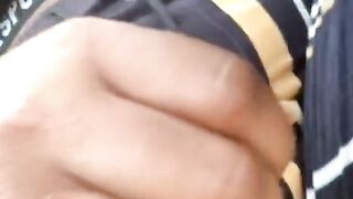 Masturbating outside through Hole in Pants