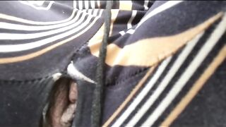 Masturbating outside through Hole in Pants