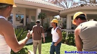 Raven housewife gang banged by the pool