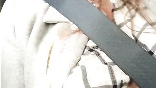 Dirty Redhead Masturbates in the back Seat