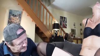 Caroline, classy mature have sex with young guy in front of husband