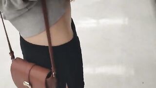 Slutty Teen doesn't know she's Exposing her Pussy Mound in Public