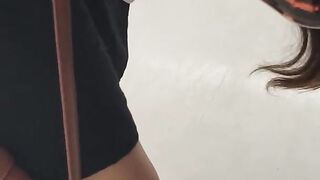 Slutty Teen doesn't know she's Exposing her Pussy Mound in Public