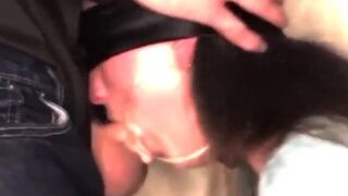 A Horny Sister Deepthroating after she Realises its my Cock Sliding all the way down her Throat