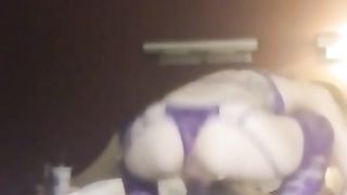 Birthday PAWG in Sexy Purple Lingerie Sucks Squats and Unexpectedly Squirts all over BBC