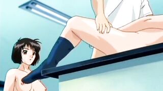 Lesbo and straight anime sex in the college